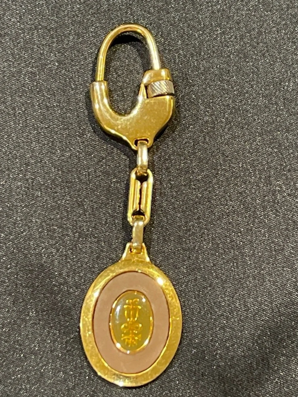 Gold and Brown Oval Keychain Pendant - Women Accessories